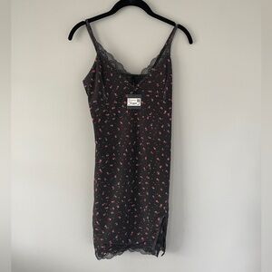 Elegant Black Floral Slip Dress